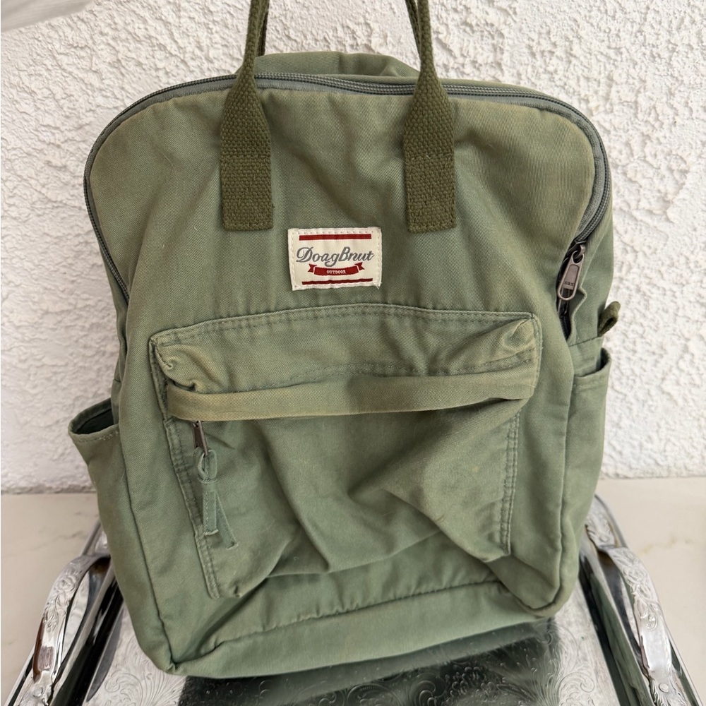 Olive Green Canvas Backpack